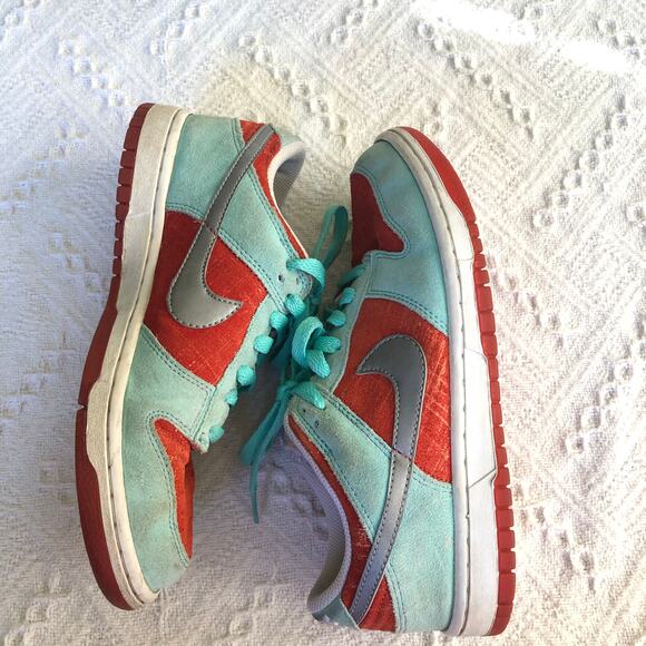 2008 Nike Dunk Low 6.0 Aqua Blue & Orange Suede US 7 EU 38 Skate Y2K Streetwear - Picture 3 of 10